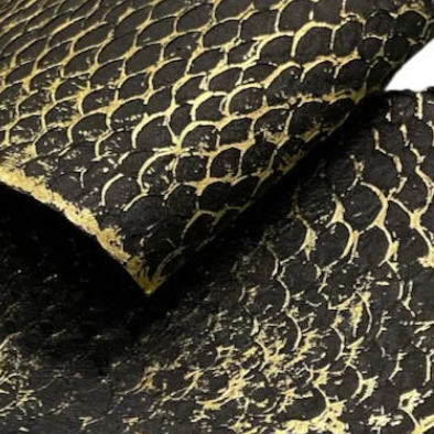 Black and Gold Tilapia Fish Leather