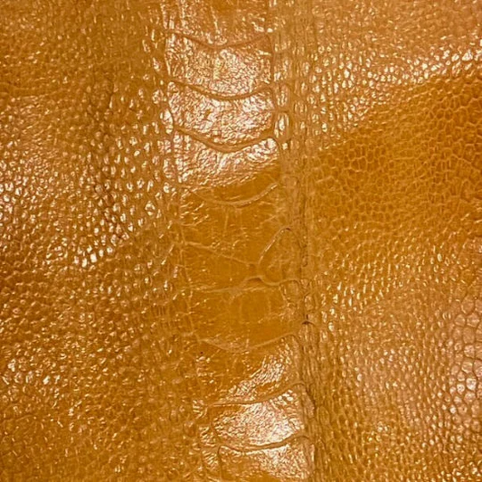 Glazed Ostrich Leg Leather, Buttercup Colour