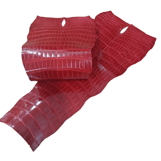 Red Porosus Crocodile Tail Leather